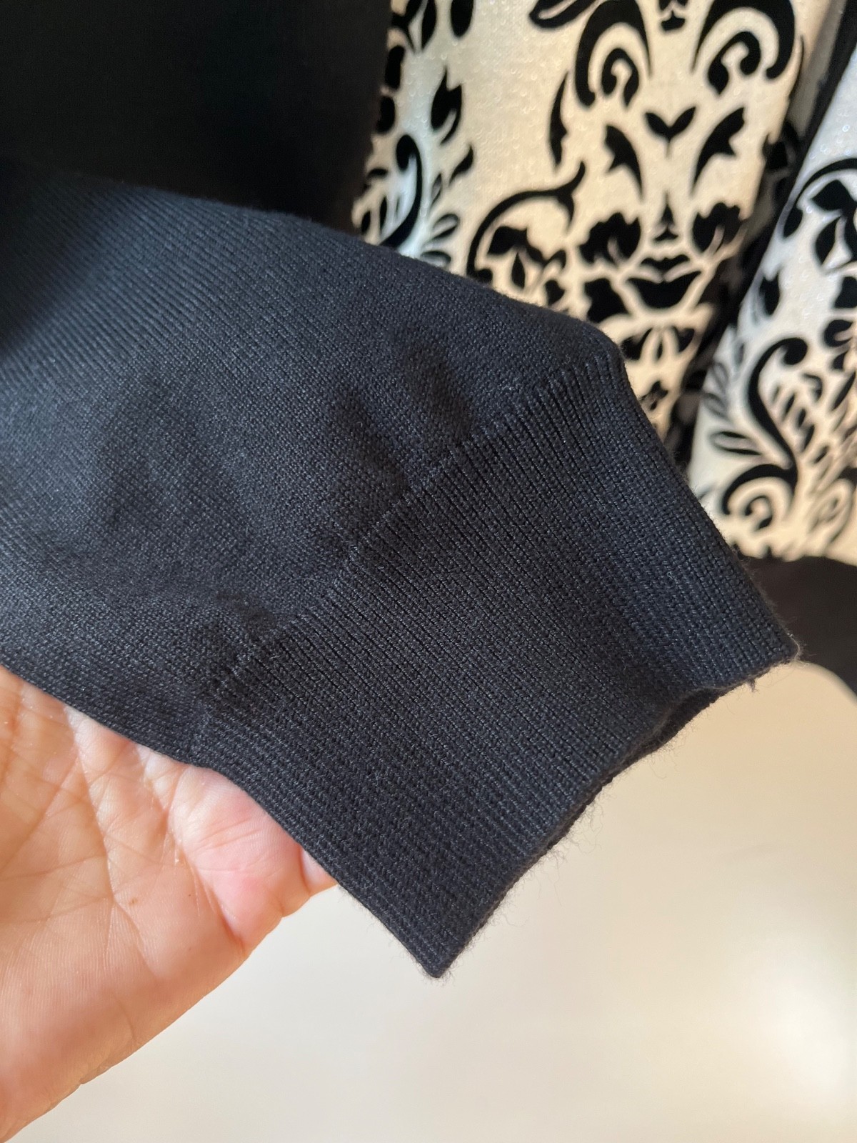 Croft n Barrow Sz XL Black Silver Velvet Button Up Classic Cardigan Sweater Item image 5