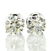 Diamond Stud Earrings Round Shape Real G/H SI1/SI2 14K White Gold 1.17 TCW - £1,832.19 GBP