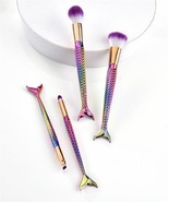 Mermaid Style Brush Set Make-Up Applicator Metallic Tail Design 4 Piece Set - €13,45 EUR