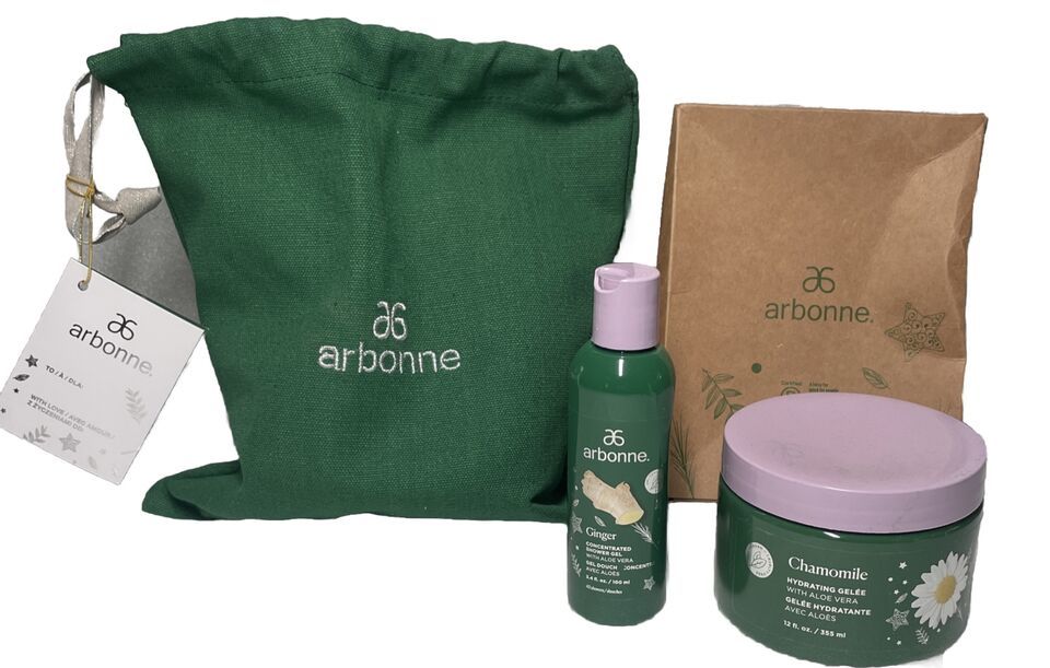 Arbonne Chamomile and Ginger Massage 3 Pc Set With Bag - $15.80