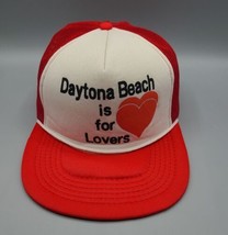 Vintage Daytona Beach is for lovers Hat Cap Snap Back Red White Mesh Tru... - £15.46 GBP