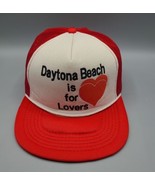 Vintage Daytona Beach is for lovers Hat Cap Snap Back Red White Mesh Tru... - £15.18 GBP