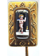 Antique Miniature Victorian Painting God of Wine Angel Cupid Putti Stick... - $169.79 CAD