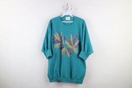 Vtg 90s Country Primitive Womens OSFA Distressed Abstract Flower Sweatsh... - £30.97 GBP