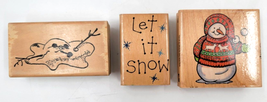  Let it Snow - Snowman - Melted Snowman Rubber Ink Stamp Card Crafting Lot of 3 - £7.04 GBP