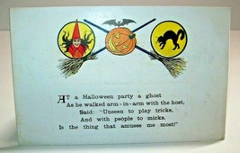 Halloween Postcard Gibson Witch Bat Black Cat 1912 Original Marcellus Michigan - £24.35 GBP