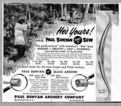 1957 Print Ad Paul Bunyan Super G Bows Hunter Shoots at Buck Deer Minneapolis,MN - £7.86 GBP