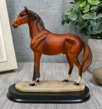 Thoroughbred Pride Brown Chestnut Race Horse Statue Model Steed Desktop Figurine - £12.63 GBP