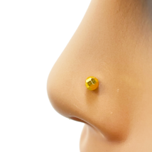 22ct Yellow Gold Plain Gold Diamond Cut Design Single Nose Stud 3mm - $109.06