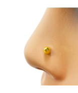 22ct Yellow Gold Plain Gold Diamond Cut Design Single Nose Stud 3mm - $151.31 CAD