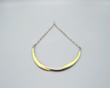 Vintage Enamel Twist Curved Bar Necklace Cream Light Yellow Silver Tone - £15.21 GBP