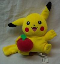 Hasbro 2005 Nintendo Pokemon Cute Pikachu W/ Apple 6&quot; Plush Stuffed Animal Toy - £12.78 GBP