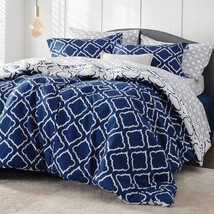 Twin/Twin Xl Kids Comforter Set 5 Pieces - Navy Blue Quatrefoil Comforters Twin  - £64.73 GBP