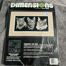 Dimensions Cross Stitch Cat Trio 1992 NOS thread Complete Kit No Count - $16.82
