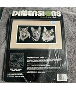 Dimensions Cross Stitch Cat Trio 1992 NOS thread Complete Kit No Count - €14,40 EUR