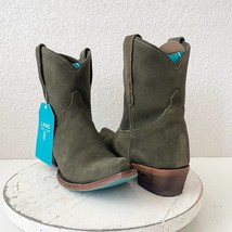 Lane EMMA JANE Womens Cowboy Bootie 7.5 Green Suede Western Cowgirl Ankl... - $133.65