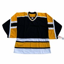 NEW Vintage CCM Hockey Jersey Mens S Black Yellow White Striped V Neck A... - £22.05 GBP