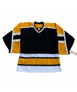 NEW Vintage CCM Hockey Jersey Mens S Black Yellow White Striped V Neck A... - £22.22 GBP