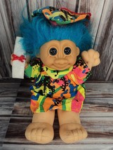 Vintage Russ Troll Plush Doll 10&quot; - Graduate Colorful Diploma Congratulations - £10.76 GBP