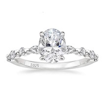 3CT 925 Sterling Silver Ring Oval Cut Cubic Zirconia Engagement Rings Solitaire  - £20.83 GBP
