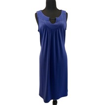 DANA BUCHMAN Blue Sleeveless Stretch Removable Tie Waist Shirt Dress New... - $30.00