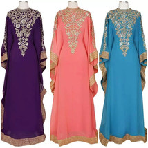 Islamic Kaftan Farasha Gown Dress Moroccan Stylish Abaya Long Hand Work ... - £71.92 GBP