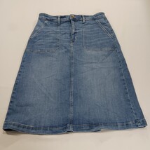 St. John’s Bay Women's Blue Cotton Blend Rear Slit Denim Skirt Pockets Size 14 image 11