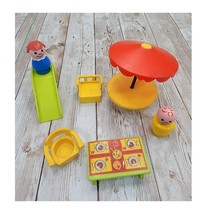 Vintage Fisher Price Little People Picnic Table Chairs, Slide &amp; 2 Little... - $28.17