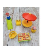 Vintage Fisher Price Little People Picnic Table Chairs, Slide &amp; 2 Little... - £22.70 GBP