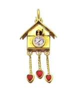 Vintage 14K Gold Sloan &amp; Co. Cuckoo Clock with Red Enamel Hearts 1930s - £313.10 GBP