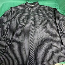 Vintage Wrangler Western Pearl Snap Stripped Shirt Men&#39;s 3XL Dress Shirt - $14.44