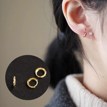 9ct Solid Gold Diamond Cut Huggie Hoops Earrings- Classic, 9K Au375, shiny - £74.29 GBP