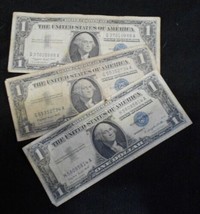 Lot:  1957A $1 Blue Seal Silver Certificates, Federal Reserve Notes, Old... - £14.91 GBP