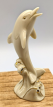 Lenox Porcelain Dolphin Figurine Swimming On Waves Ivory/ Gold Ocean Beach - $9.96