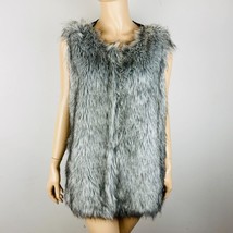 Evan Picone Faux Fur &amp; Ribbed Knit Zippered Sleeveless Sweater Vest Wome... - £18.03 GBP