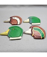 Hand Painted Duck Head Shaped Wooden Coasters Set of 4 Hunting Nature Un... - $280.79 MXN