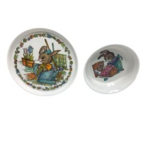 Vintage Bunny Rabbit 2 pc Plate Bowl Set Silite 3101 - $16.82