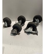 5 Steel Roller Castors 3-1/2 x 1-1/4&quot; blue black Bearings Swivel Commercial - $39.55