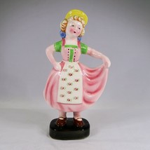 Woman in Yellow Hat Porcelain Figurine Vintage Mid-Century Torii Mark Japan - $29.70