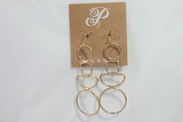 Plunder Earrings (New) Quinlyn - Delicate Gold Wire Shapes 2.75&quot; Drop - £14.54 GBP