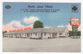 Dutch Land Motel US 222 Reading Lancaster Pennsylvania linen postcard - $6.44
