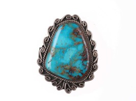 Vintage Navajo silver and turquoise pendant - $222.75