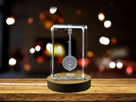 LED Base included | Banjo 3D Engraved Crystal 3D Engraved Crystal Keepsake/Gift - £31.46 GBP+