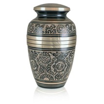 Large/Adult 228 Cubic Ins Black/Gold Royal Garden Brass Cremation Urn for Ashes - £127.42 GBP
