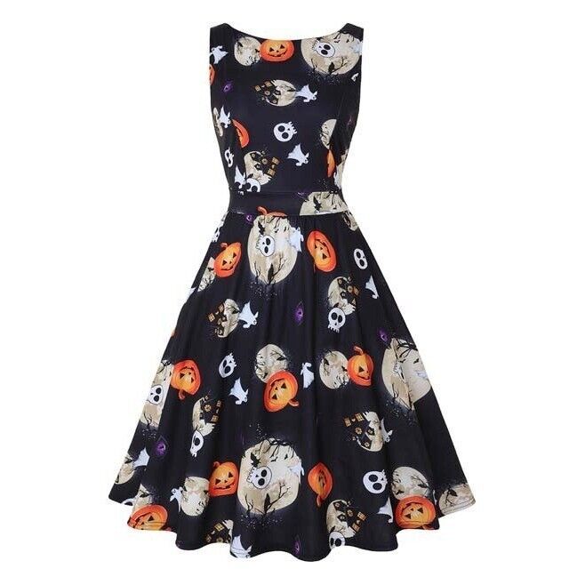 Primary image for Halloween Tea Rockabilly Sleeveless Jack O Lantern size 16 Dress