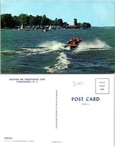 New York(NY) Chautauqua Lake Boating Sail Boats Bell Tower Vintage Postcard - £7.51 GBP
