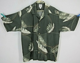 Tommy Bahama Relax Mens Xl BUTTON-FRONT Striped Textured Floral Print Silk Shirt - £29.05 GBP
