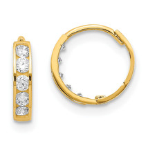 14k Madi K CZ Hinged Hoop Earrings SE2378 - £83.61 GBP