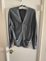 J Crew Men’s Cotton Cardigan Sweater Size Medium Gray Pockets Button Fro... - $28.71
