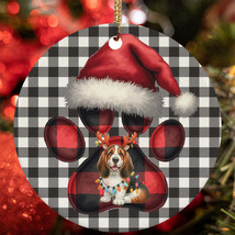 Reindeer Basset Hound Dog Buffalo Plaid Christmas Ornament Gift Decor Ha... - $15.79